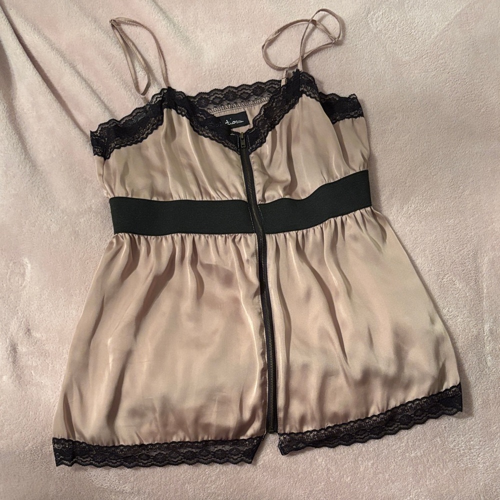 Elegant Satin Lace Trim Tank
